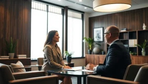A consultation session with SIRVA injury attorneys, featuring a client and attorney discussing legal options for a case.